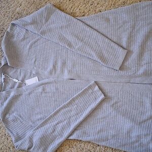 Milano Light Gray Ribbed Cardigan
